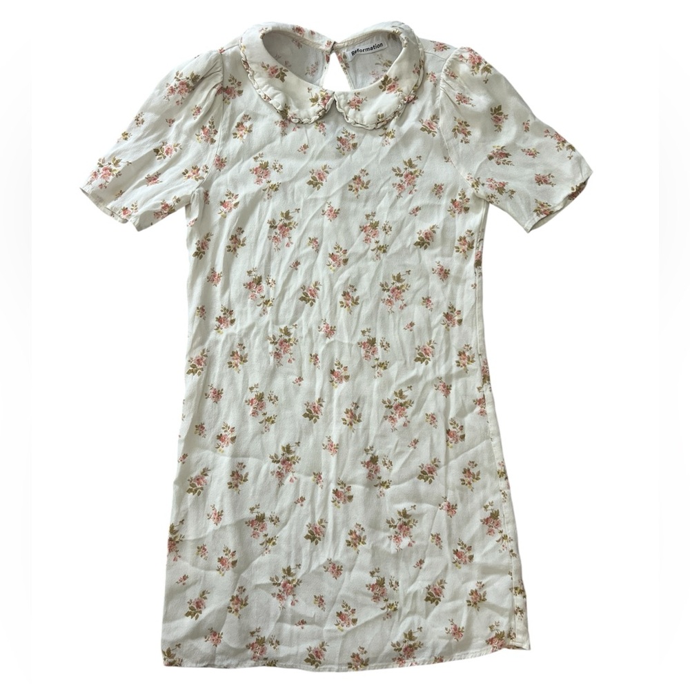 Reformation Darlene Mini Dress Size S Floral Print Collared Short Sleeve 🌸